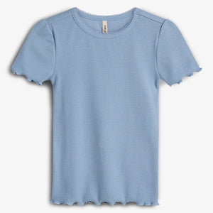 Modal-Ripp Kurzarm-T-Shirt - Tween - Blue | 100447 Fiona