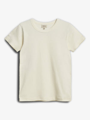 Tailliertes T-Shirt mit Picot-Stich - Off White | 100202 Tina