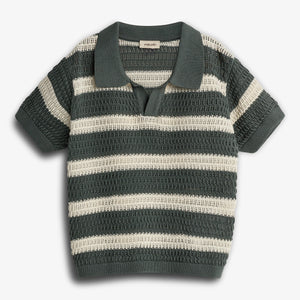 Gestreiftes Strick-Poloshirt - Tween - Petrol | 100395 Piet