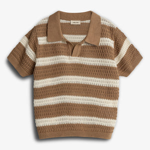 Gestreiftes Strick-Poloshirt - Tween - Walnut | 100396 Piet
