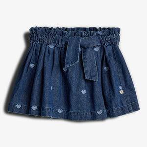Jeansrock mit Stickerei - Tween - Dark Blue Denim with Blue Heart | 100406 Debbie