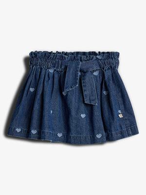 Jeansrock mit Stickerei - Tween - Dark Blue Denim with Blue Heart | 100406 Debbie