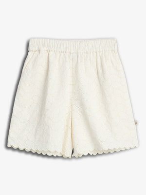 Schmetterlingsstickerei Shorts - Off White | 100310 Karla