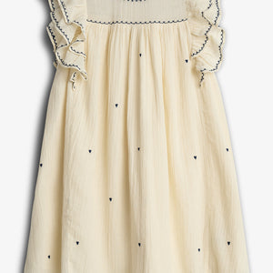 Kleid mit Kontraststickerei - Off White | 100480 Harper
