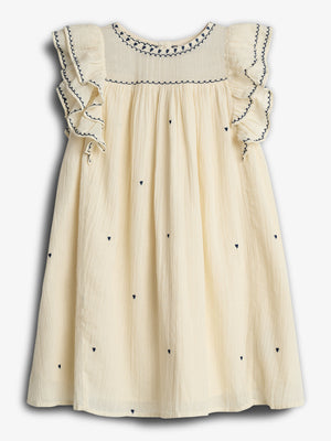 Kleid mit Kontraststickerei - Off White | 100480 Harper