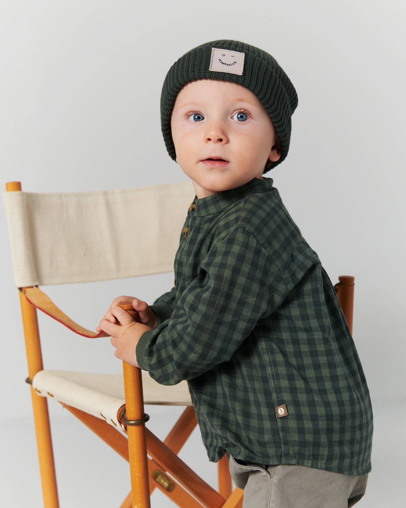 Micro Gingham Baumwollhemd - Little - Green