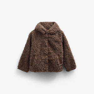 Teddy-Kapuzenjacke mit Rippenbündchen - Kids - Chocolate | 100547 Ellie