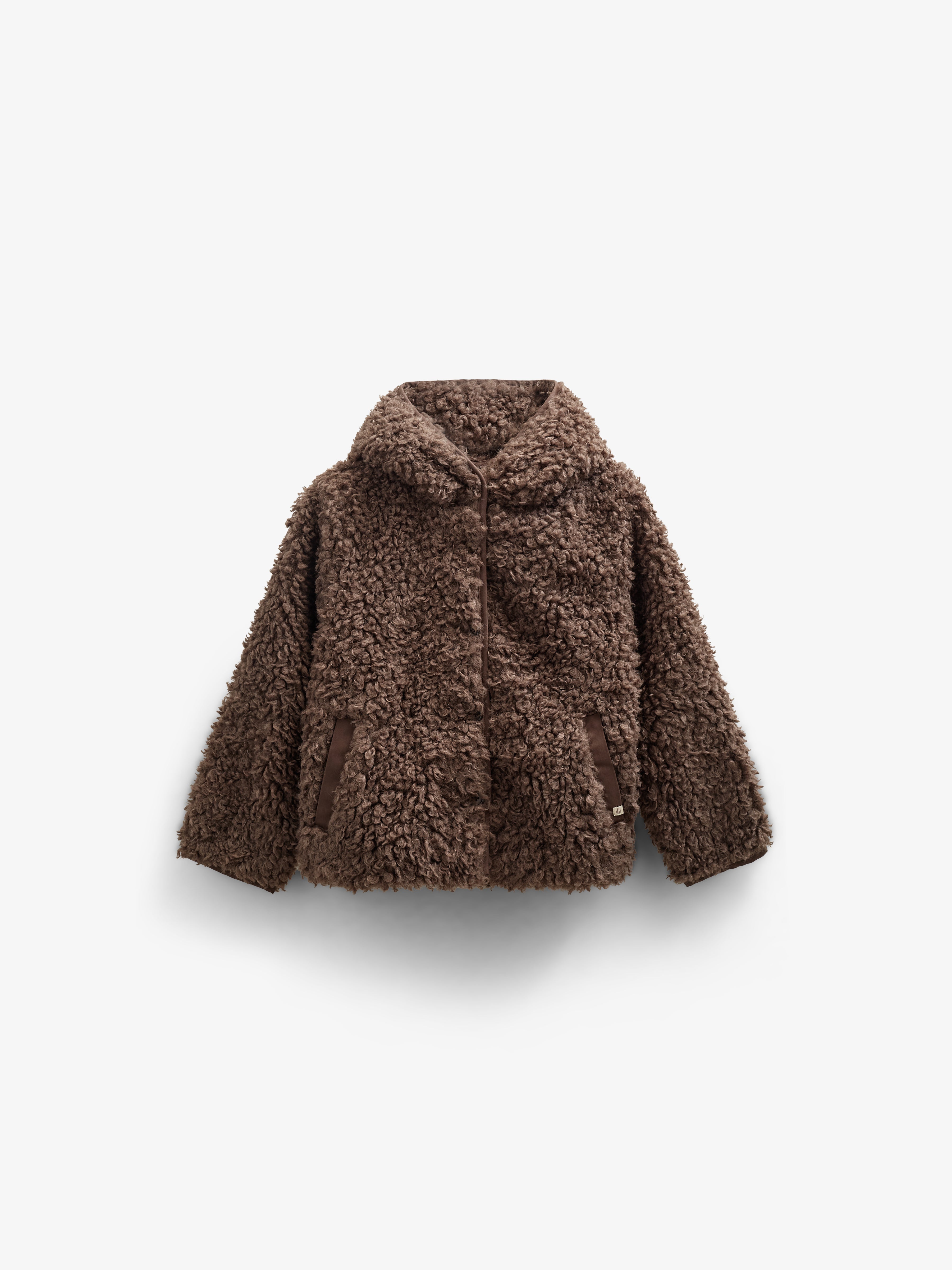 Teddy-Kapuzenjacke mit Rippenbündchen - Kids - Chocolate | 100547 Ellie