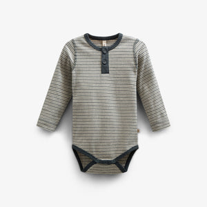 Langärmeliger Baumwoll-Ripp-Body - Kids - Forest Green Stripe | 100558 Manson