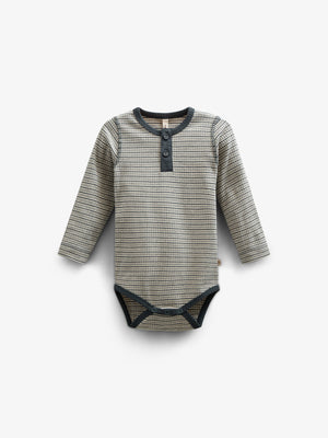 Langärmeliger Baumwoll-Ripp-Body - Kids - Forest Green Stripe | 100558 Manson