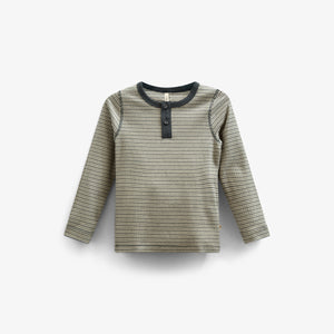 Langärmeliges T-Shirt aus Baumwollripp - Tween - Forest Green Stripe | 100563 Manson