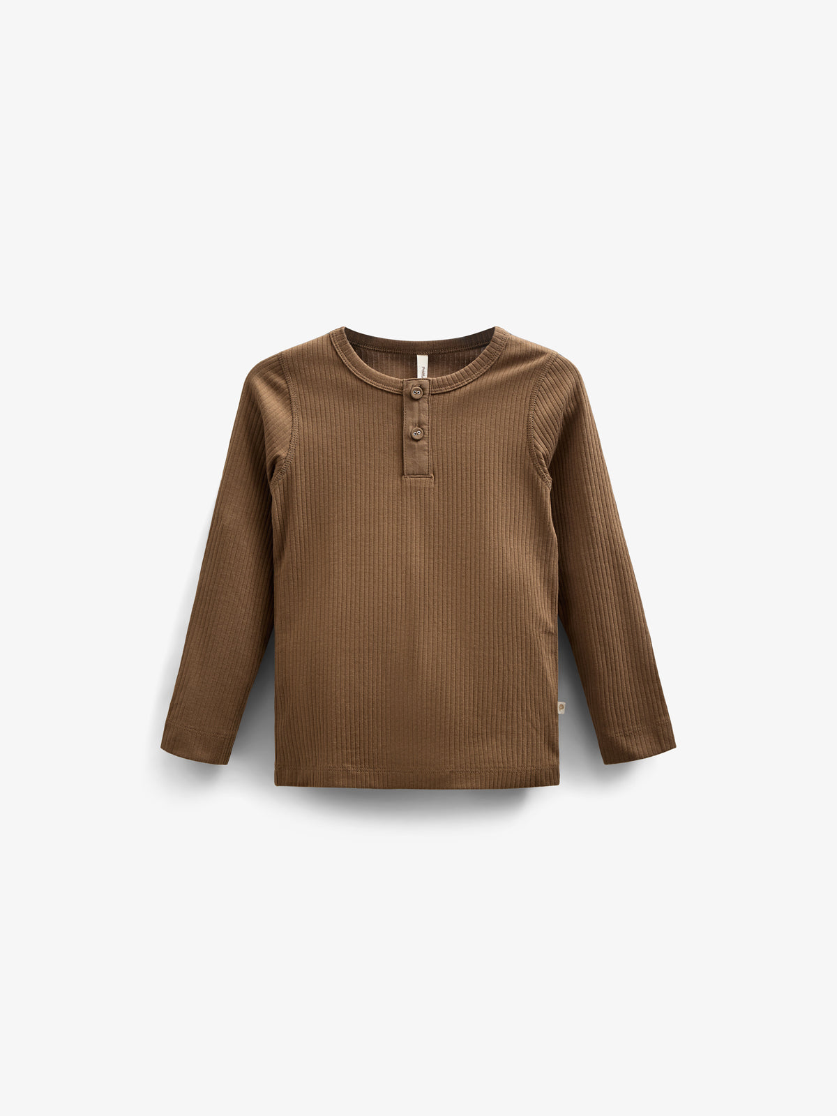 Langärmeliges T-Shirt aus Baumwollripp - Tween - Coffee | 100569 Manson