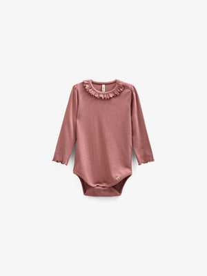 Langärmeliger Body aus Modalripp mit Picot-Rand - Kids - Old Rose | 100575 Mia