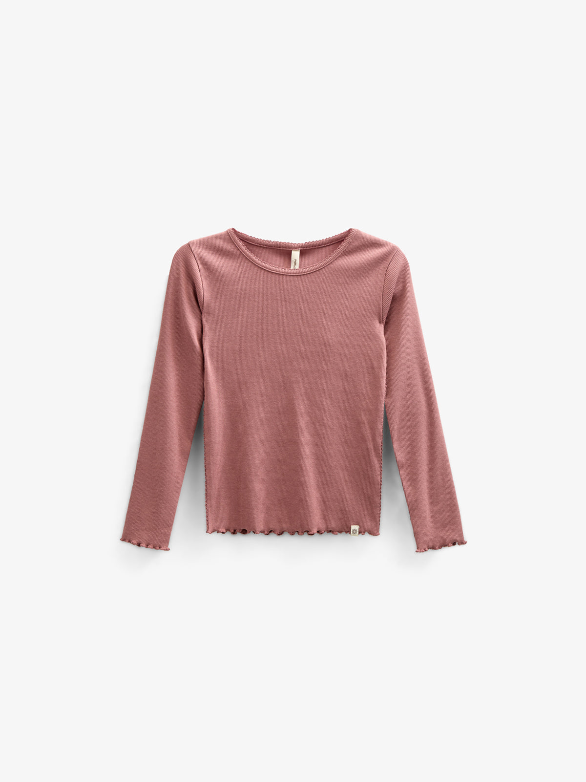 Langärmeliges T-Shirt aus Modalripp mit Picot-Rand - Kids - Old Rose | 100578 Mia