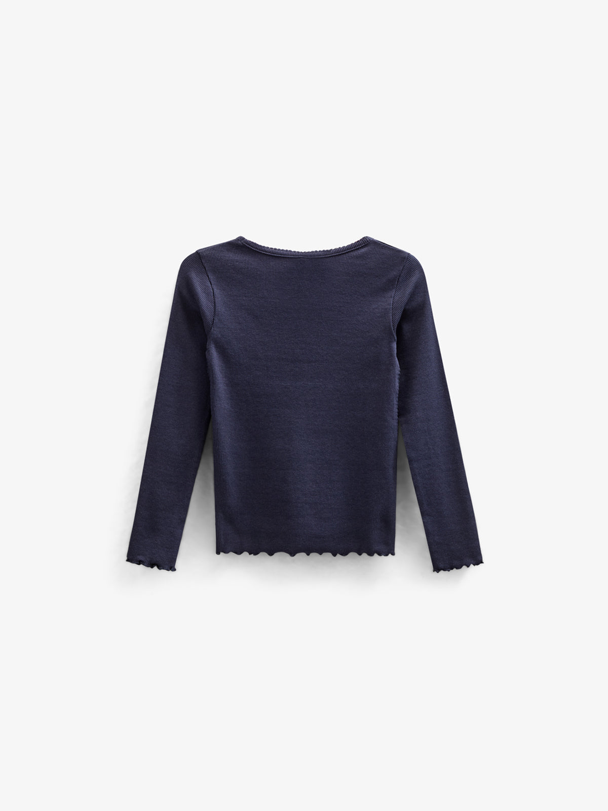 Langärmeliges T-Shirt aus Modalripp mit Picot-Rand - Kids - Navy | 100580 Mia