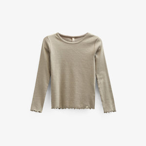 Langärmeliges T-Shirt aus Modalripp mit Picot-Rand - Tween - Dusty Green | 100583 Mia