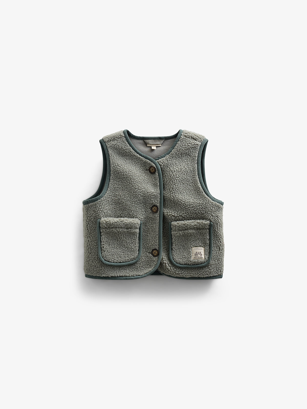 Teddyweste mit Knöpfen - Kids - Dusty Green | 100630 Mayfield