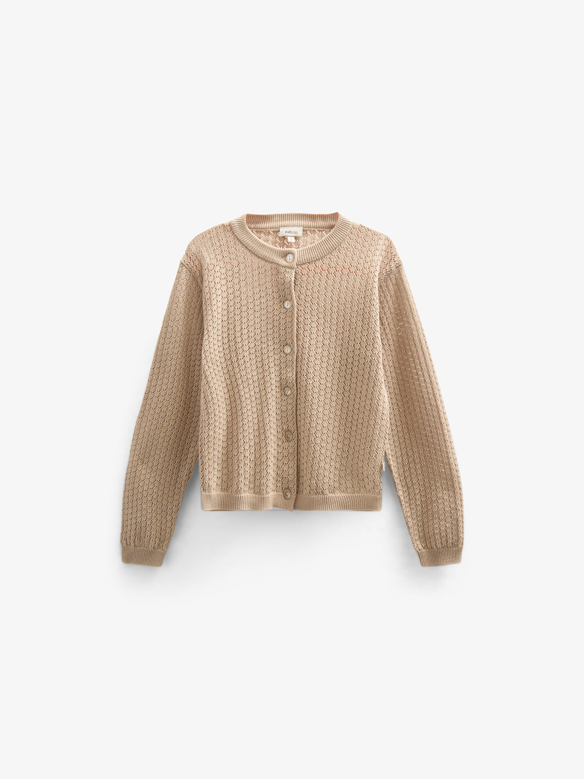 Baumwoll-Pointelle-Strickjacke - Kids - Caffe Latte | 100683 Esme