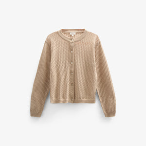Baumwoll-Pointelle-Strickjacke - Tween - Caffe Latte | 100684 Esme
