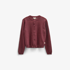 Baumwoll-Pointelle-Strickjacke - Kids - Burgundy | 100685 Esme