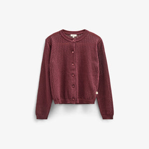 Baumwoll-Pointelle-Strickjacke - Tween - Burgundy | 100686 Esme