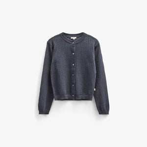Baumwoll-Pointelle-Strickjacke - Kids - Navy | 100687 Esme