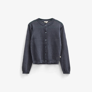 Baumwoll-Pointelle-Strickjacke - Tween - Navy | 100688 Esme