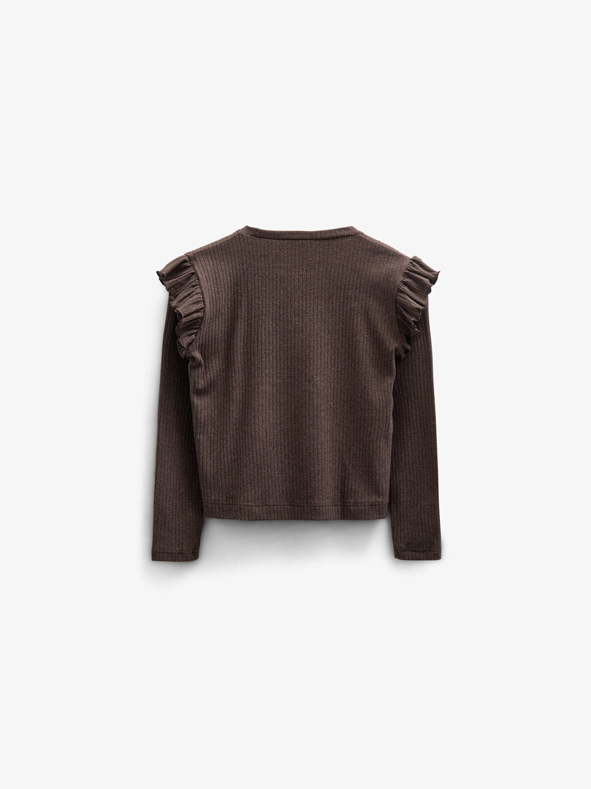 Weiche Ripp-Rüschenbluse - Tween - Chocolate Melange | 100695 Alana