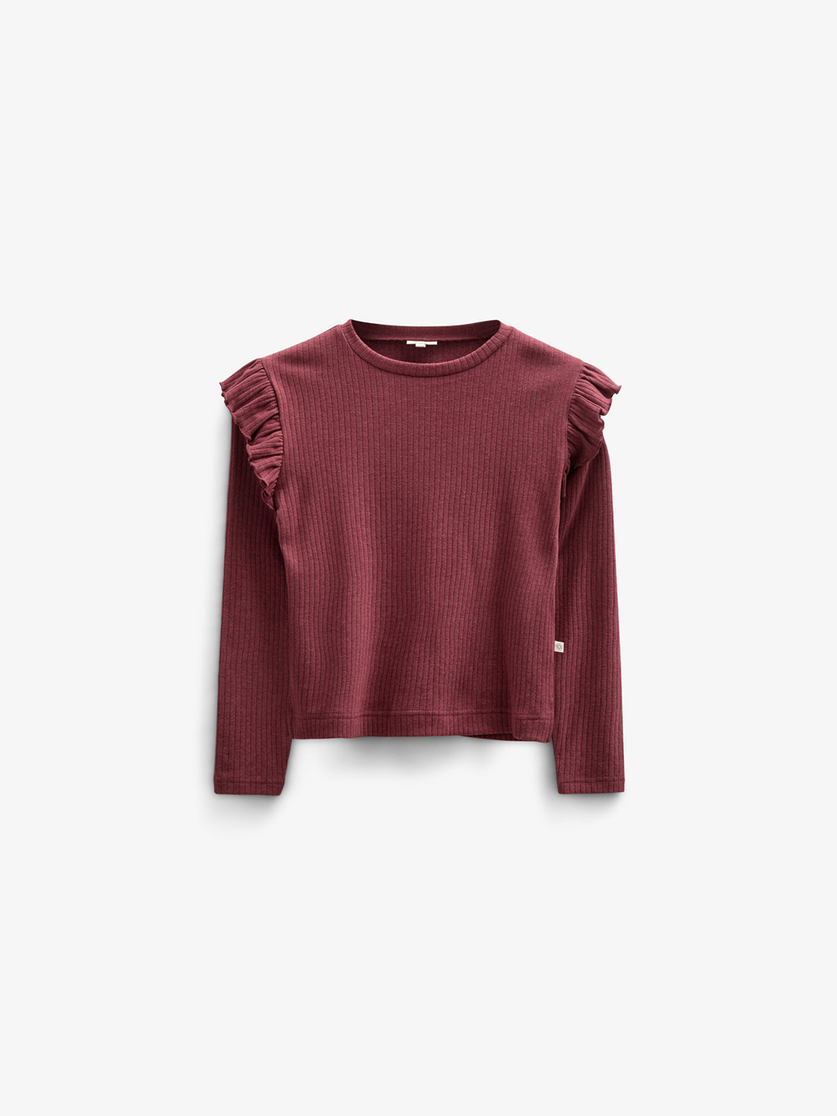 Weiche Ripp-Rüschenbluse - Tween - Burgundy Melange | 100696 Alana