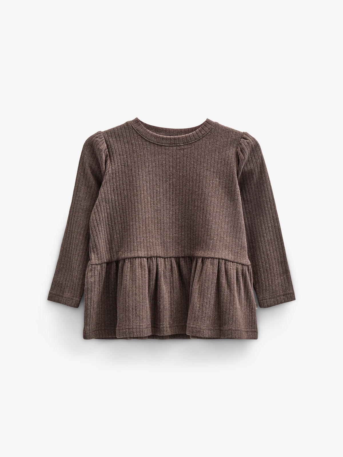 Weiche Ripp-Bluse mit Schößchen - Kids - Chocolate Melange | 100699 Alana