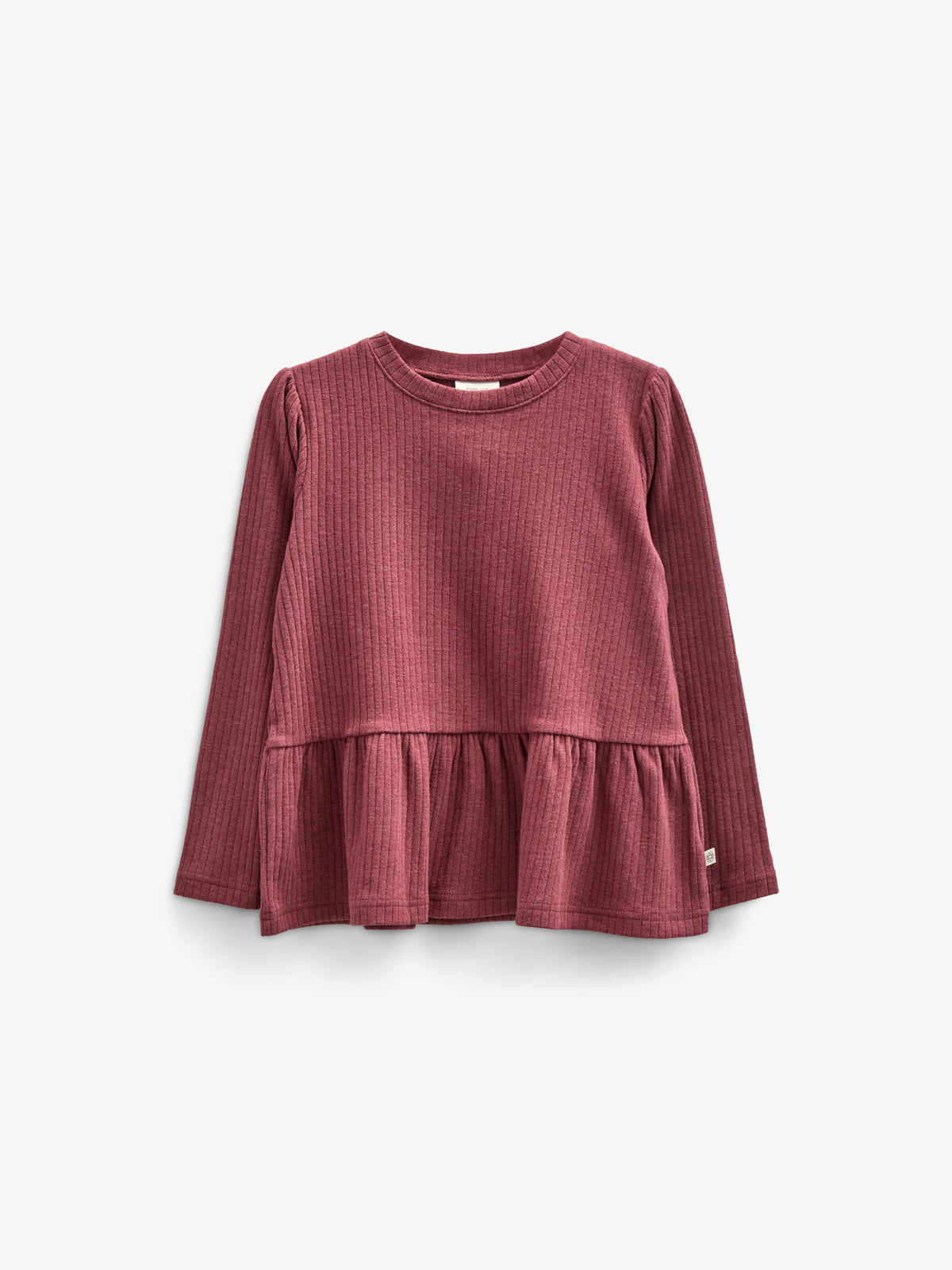 Weiche Ripp-Bluse mit Schößchen - Kids - Burgundy Melange | 100700 Alana