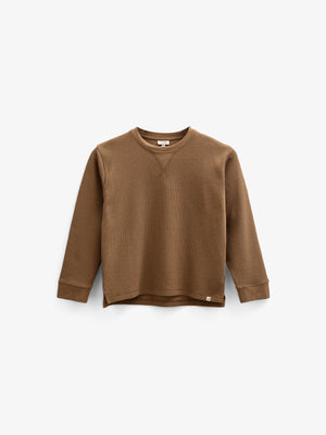 Texturiertes Langarm-T-Shirt - Tween - Coffee | 100706 Malthe