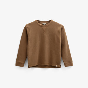 Texturiertes Langarm-T-Shirt - Tween - Coffee | 100706 Malthe
