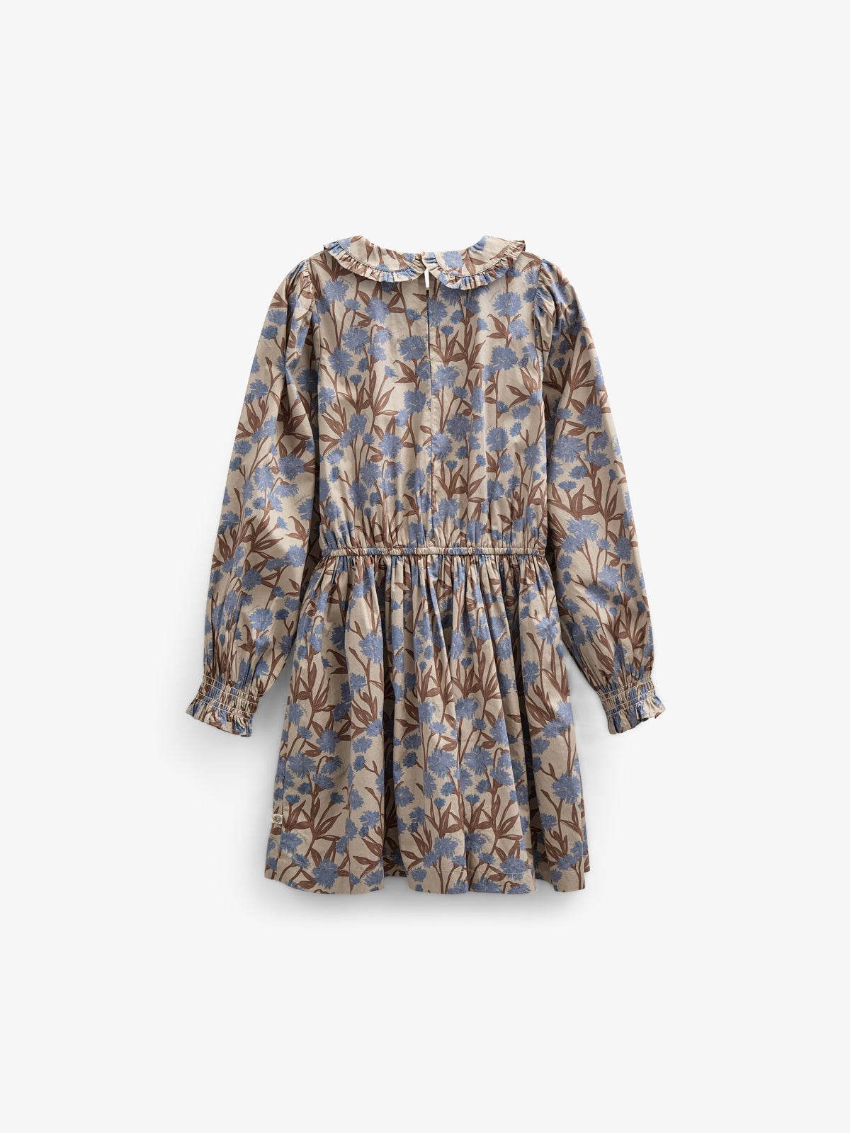 Bedrucktes Popeline-Kleid aus Baumwolle mit Gummizug in der Taille - Tween - Blue / Brown | 100719 Amy