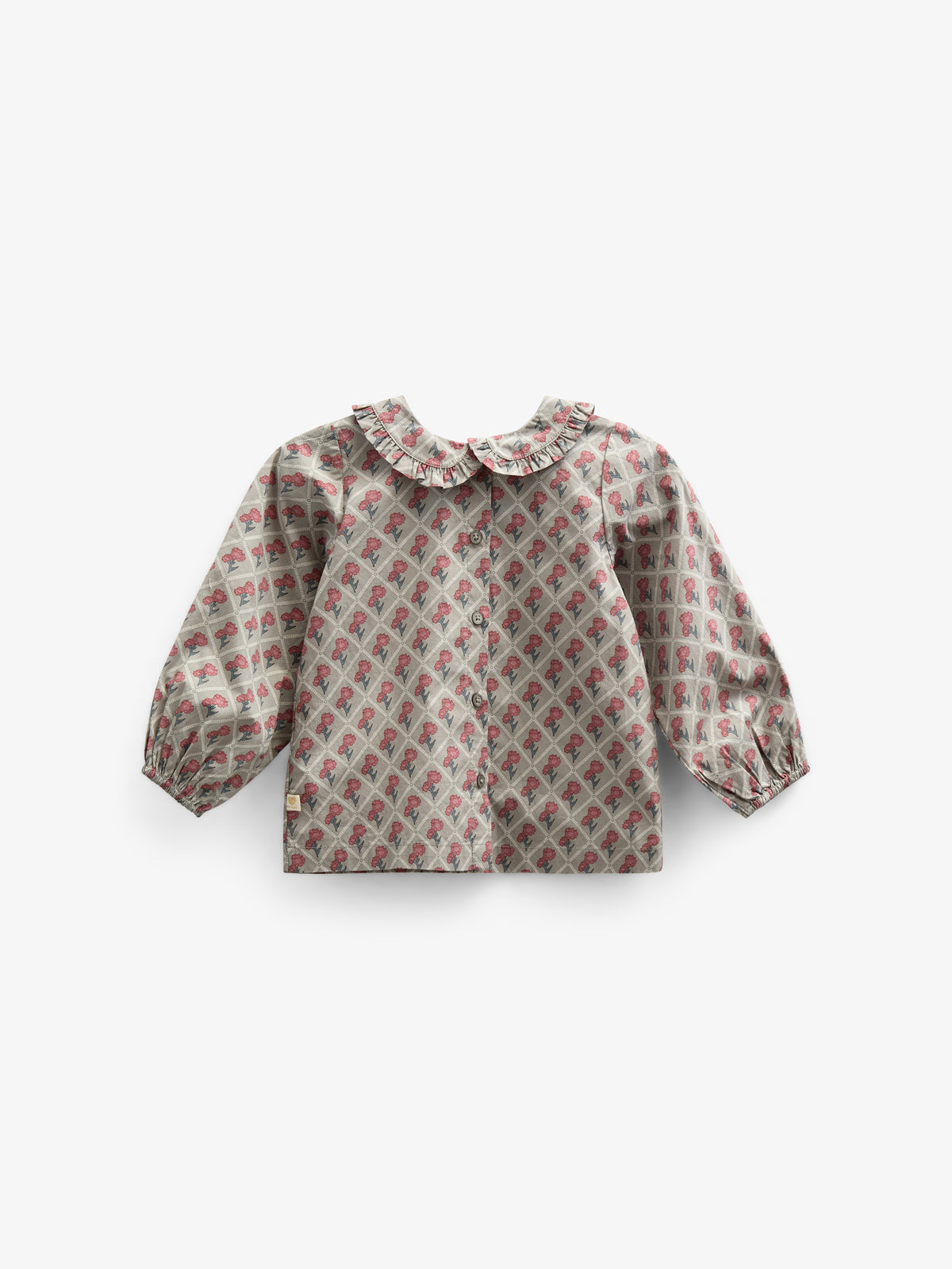 Bedruckte Popeline-Bluse aus Baumwolle mit Kragen - Kids - Green w. Vintage Red | 100725 Amine