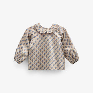 Bedruckte Popeline-Bluse aus Baumwolle mit Kragen - Kids - Caffe Latte w. Blue | 100726 Amine