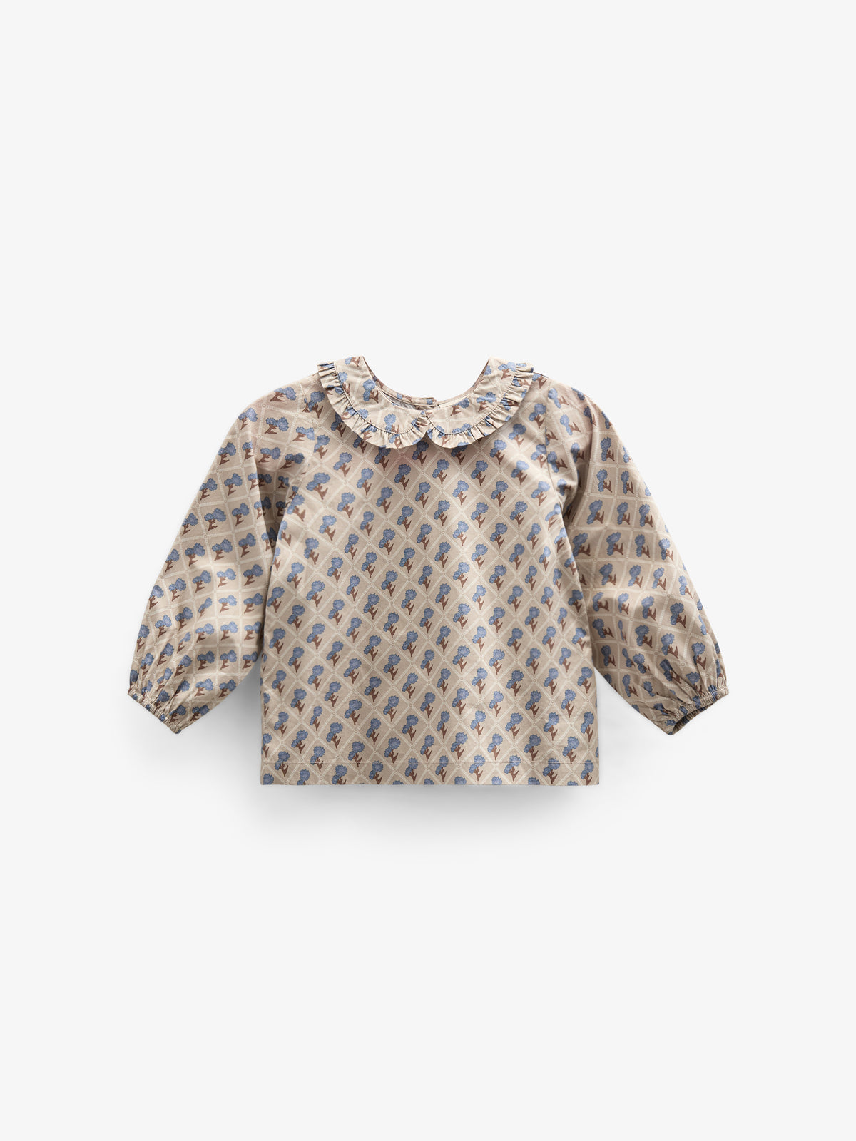 Bedruckte Popeline-Bluse aus Baumwolle mit Kragen - Kids - Caffe Latte w. Blue | 100726 Amine
