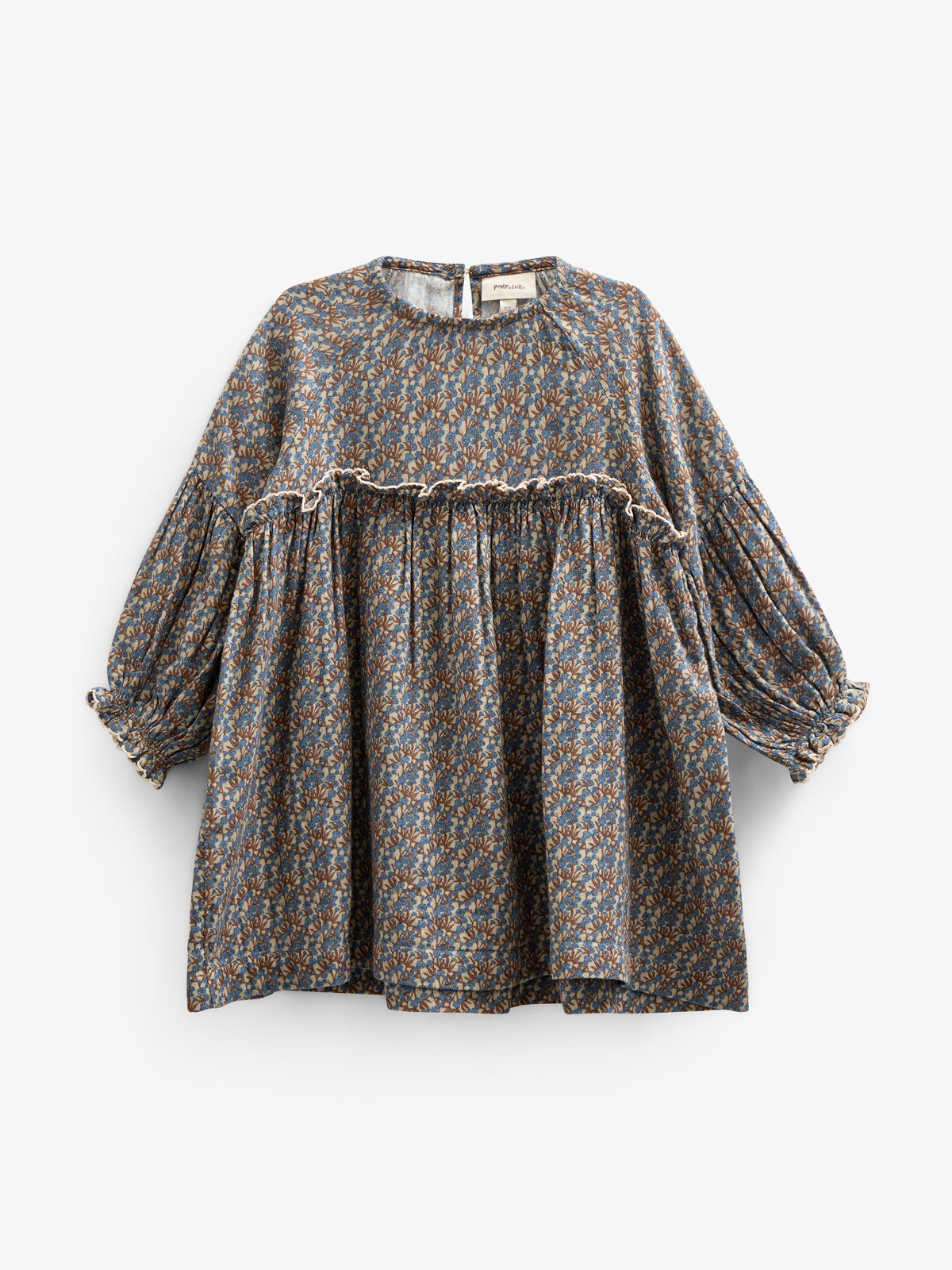 Bedrucktes Kleid aus doppelter Gaze - Kids - Blue / Brown | 100727 Maggie