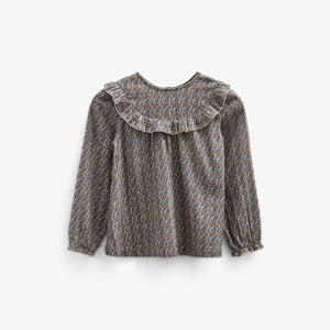 Bedruckte Zwei-Wege-Bluse aus doppelter Gaze - Kids - Blue / Brown | 100729 Maggie