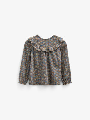 Bedruckte Zwei-Wege-Bluse aus doppelter Gaze - Kids - Blue / Brown | 100729 Maggie
