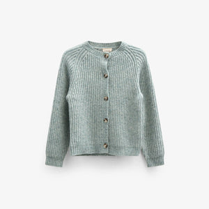Strickjacke in Wollmischung - Kids - Green Melange | 100747 Cork