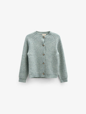 Strickjacke in Wollmischung - Kids - Green Melange | 100747 Cork