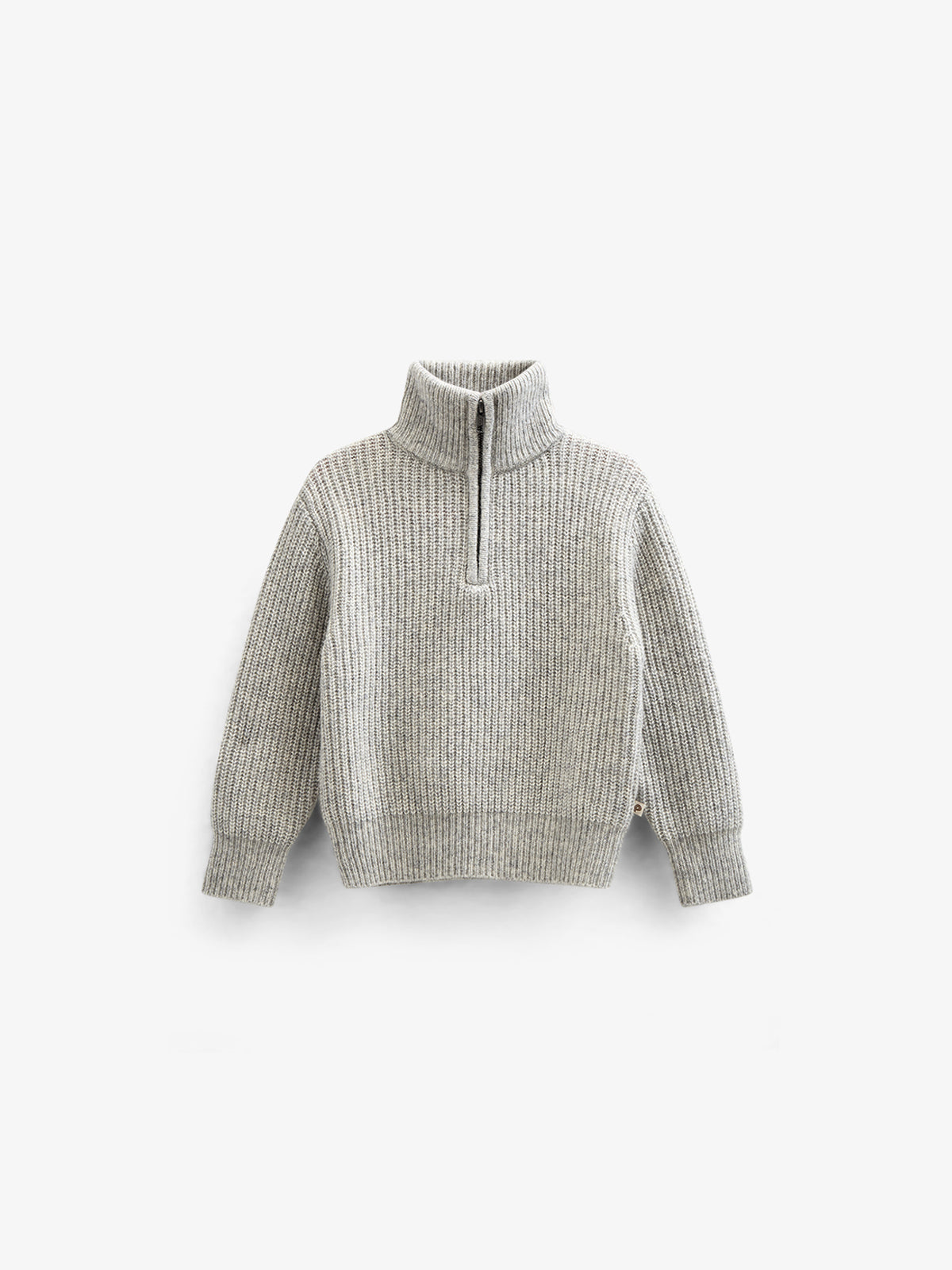 Woll Mix-Pullover mit halbem Reißverschluss - Kids - Grey Melange | 100752 Adam