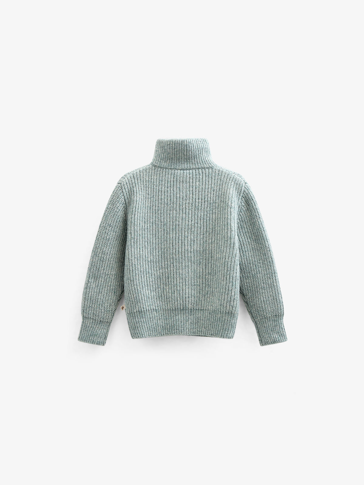 Woll Mix-Pullover mit halbem Reißverschluss - Kids - Green Melange | 100754 Adam