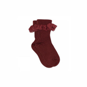 MP Kniestrümpfe aus Wolle mit Spitze - Kids - Burgundy | 100781 MP Lea Socks
