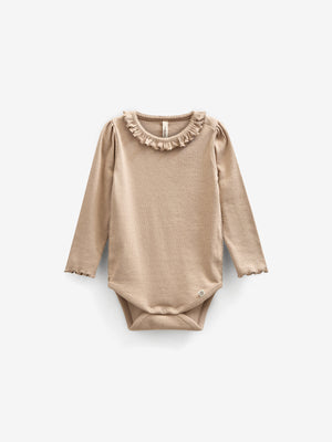 Langärmeliger Body aus Modalripp mit Picot-Rand - Kids - Caffe Latte | 100784 Mia