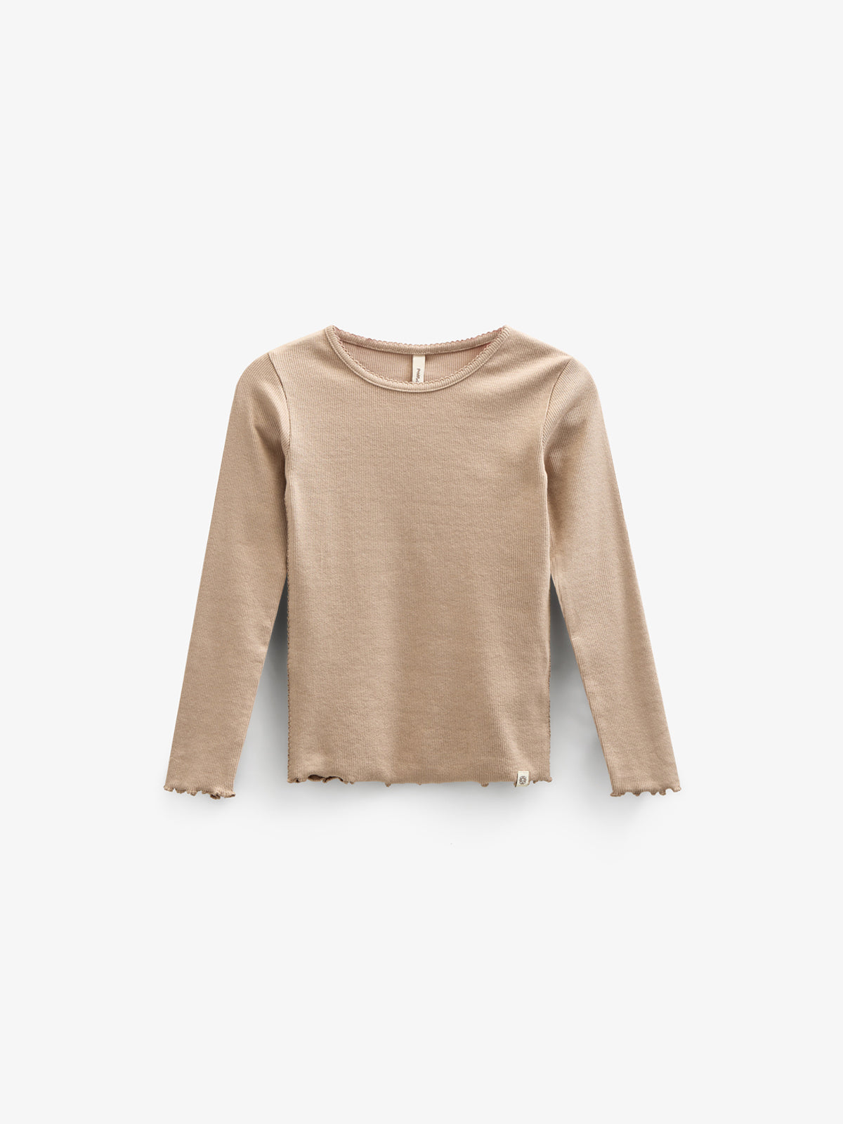 Langärmeliges T-Shirt aus Modalripp mit Picot-Rand - Kids - Caffe Latte | 100786 Mia