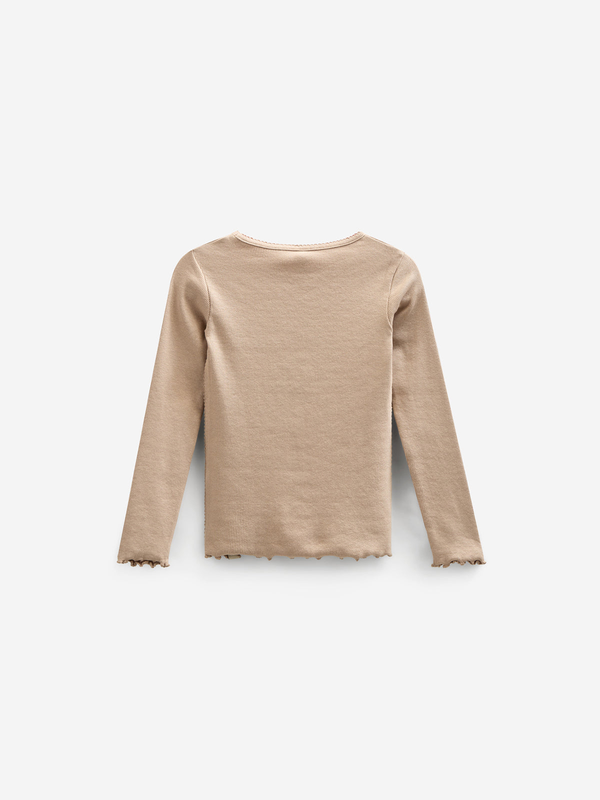 Langärmeliges T-Shirt aus Modalripp mit Picot-Rand - Kids - Caffe Latte | 100786 Mia