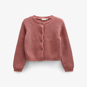 Baumwollstrickjacke mit Schleifen - Kids - Old Rose | 100792 Freya