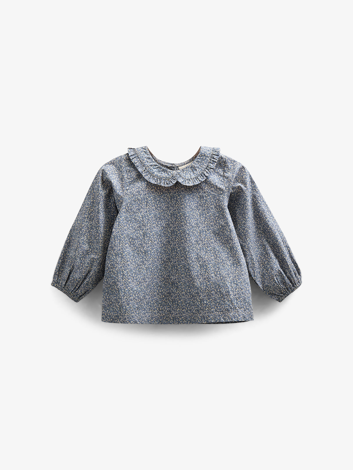 Bedruckte Popeline-Bluse mit Kragen aus Baumwolle - Kids - Blue | 100798 Allie